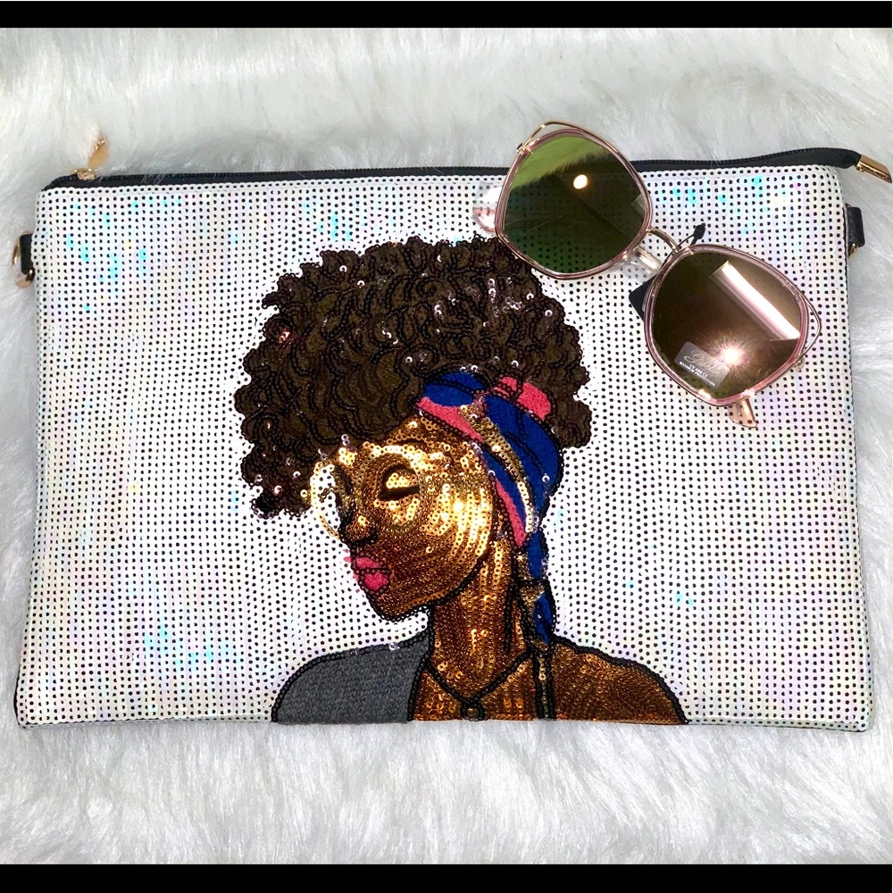 Ethnic woman sequin clutch